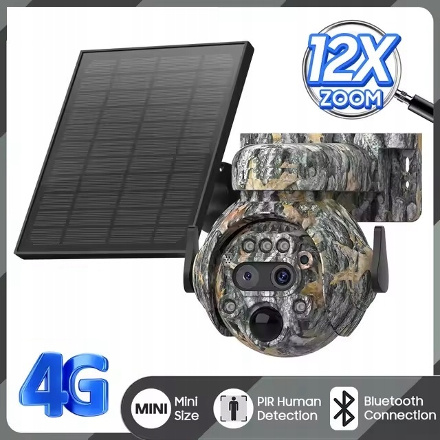 Fotopast Otočná kamera 6MP 12X Zoom Gsm Lte Solar na Sim kartu Ir Ubox