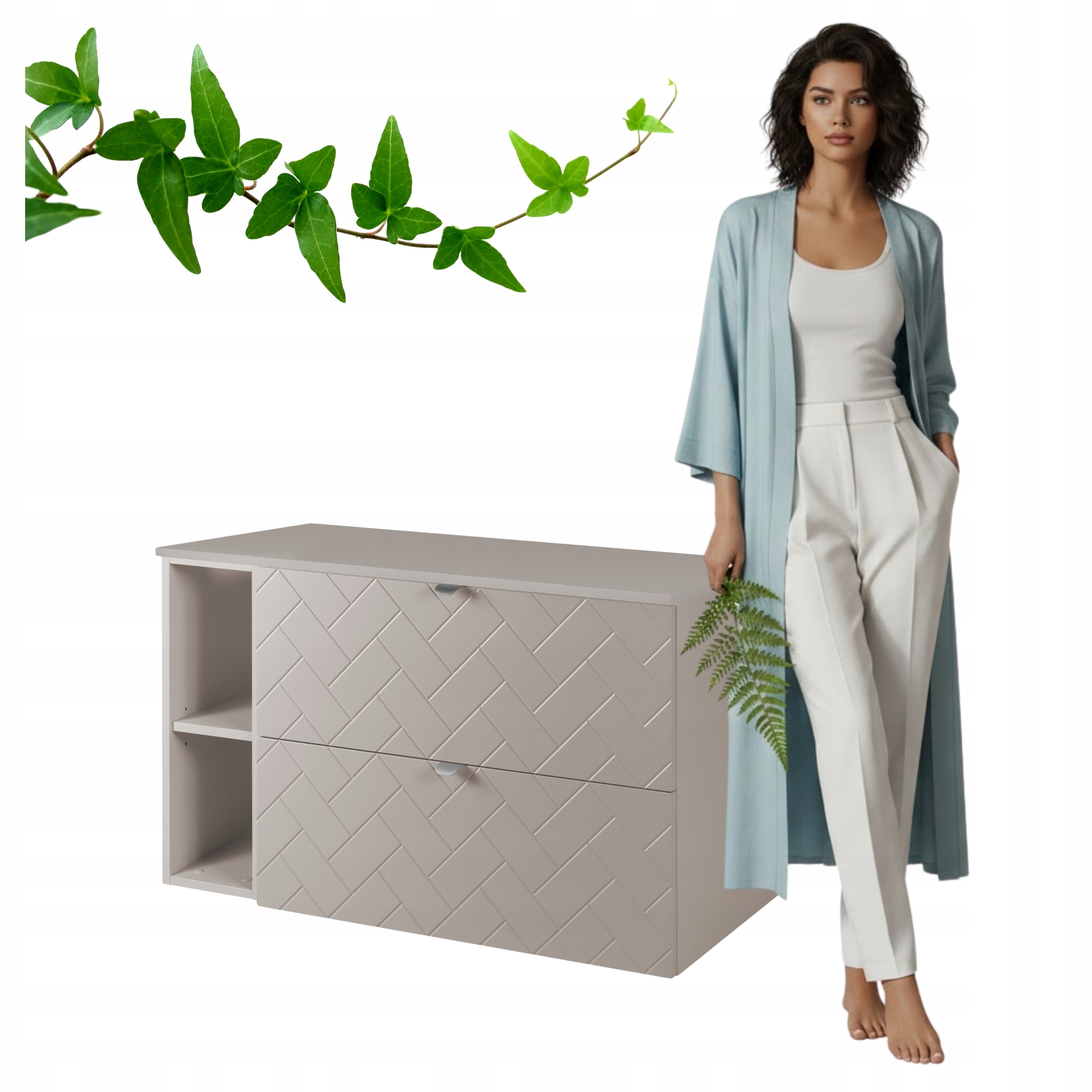 Szafka Łazienkowa Wisząca Pod Umywalkę Regał Blat 100x46 CM Rensan Kaszmir