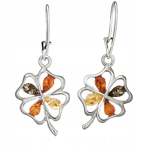 Stříbrné Koníčky náušnice s přírodním Baltským Jantarem ze stříbra 925