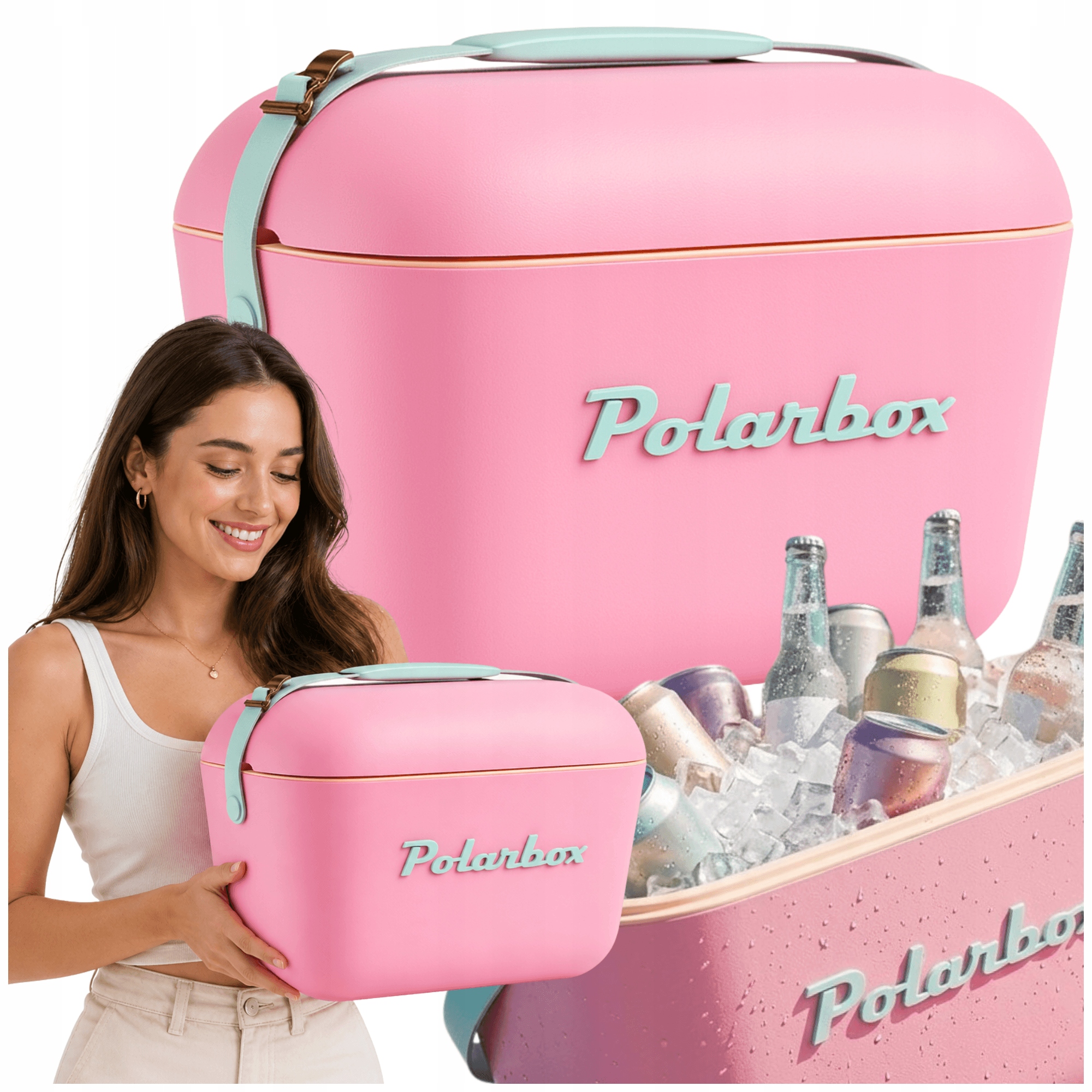 Lehká lednička s vložkami Polarbox růžová je skvělá pro kempování u jezera
