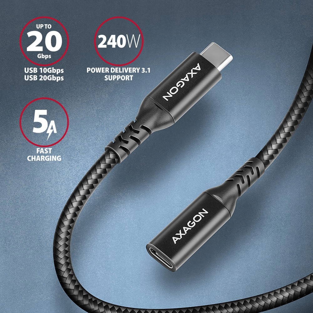 Kabel przedłużacz Gen2 USB-C - USB-C 20Gbps PD 240W 5A oplot 1.5m Kod producenta BUCM32-CF15AB