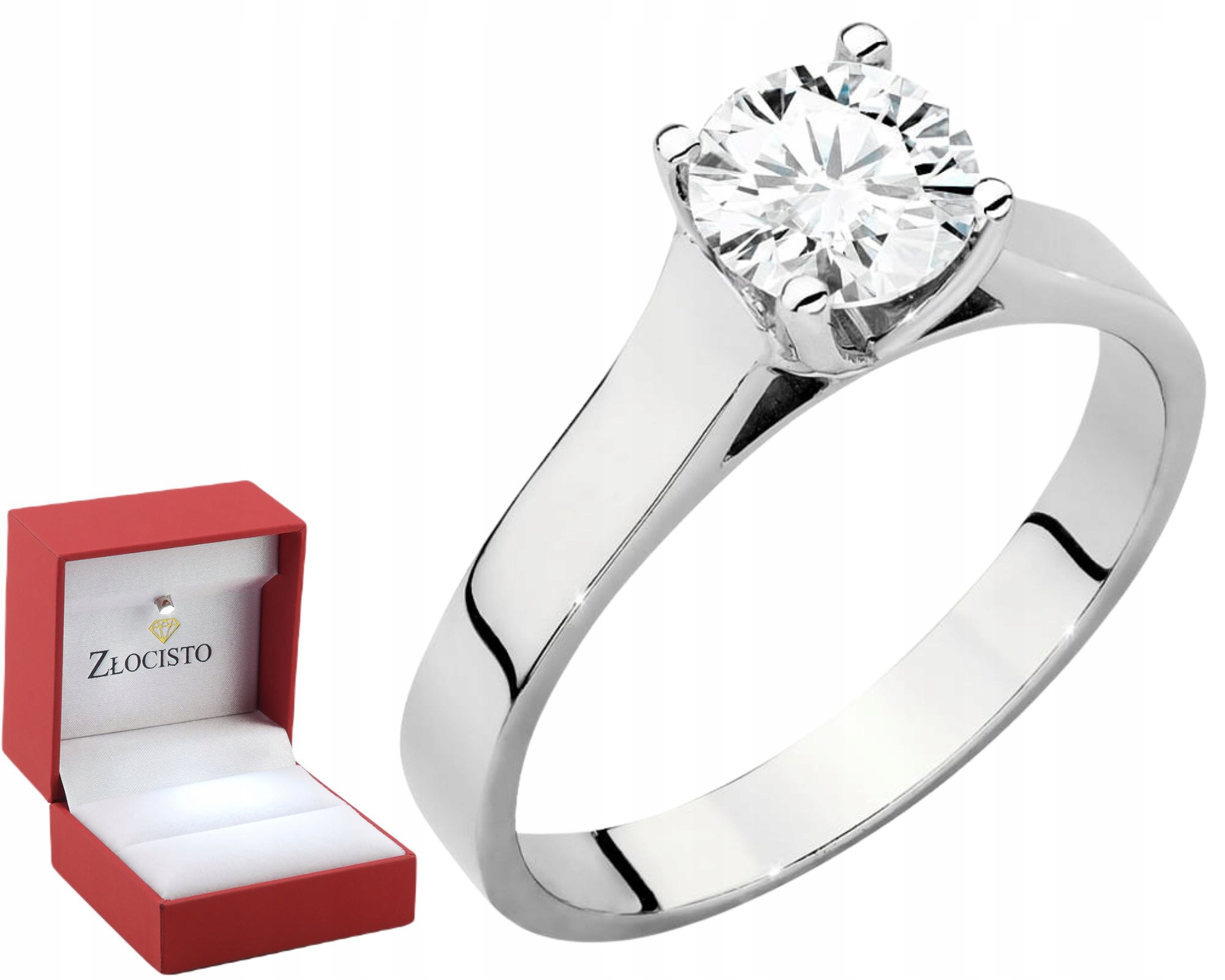 Bílý Zlatý Prstýnek S Laboratorním Briliantem 1,00 Ct 585 Gravírování Obchod