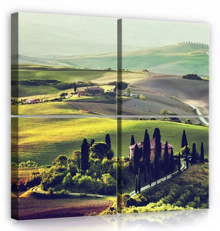 Obraz 50x50 Toskánsko italská krajina kopce cypřiše sluneční krajina