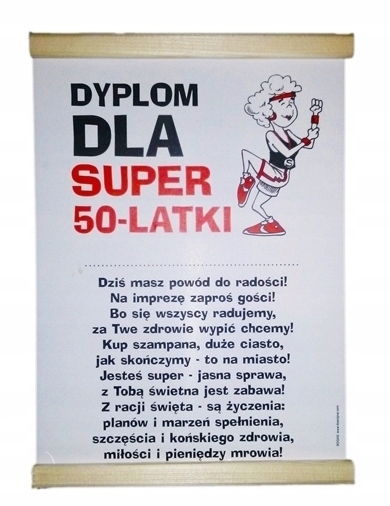 

Śmieszny Dyplom Życzenia na 50 dla Kobiety