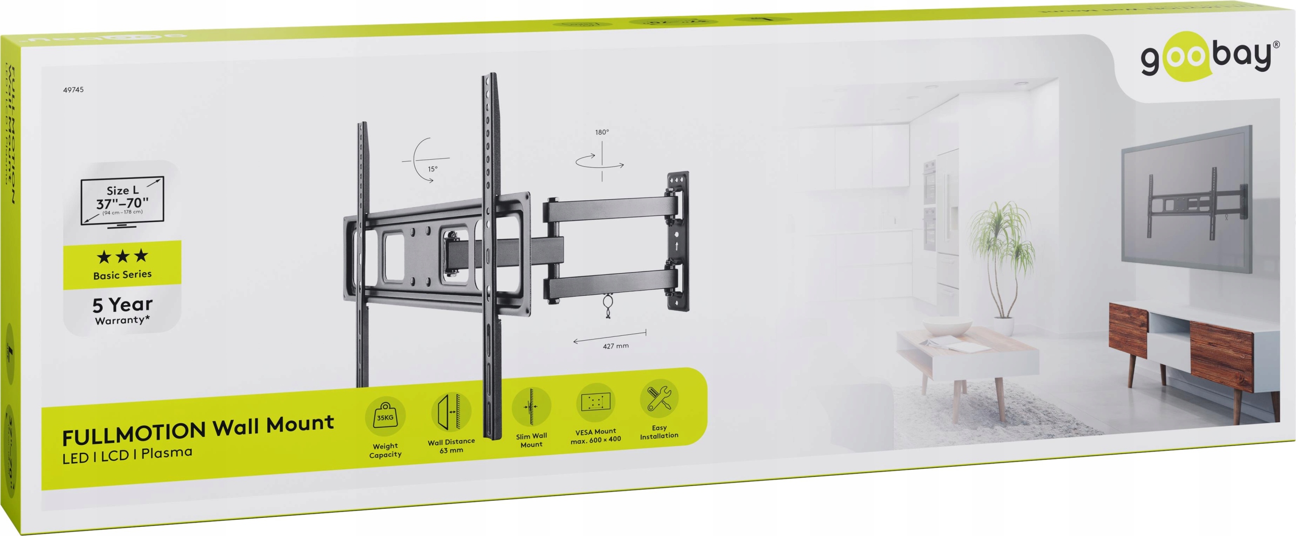 Držák na Tv Goobay Basic Fullmotion L 37"-70