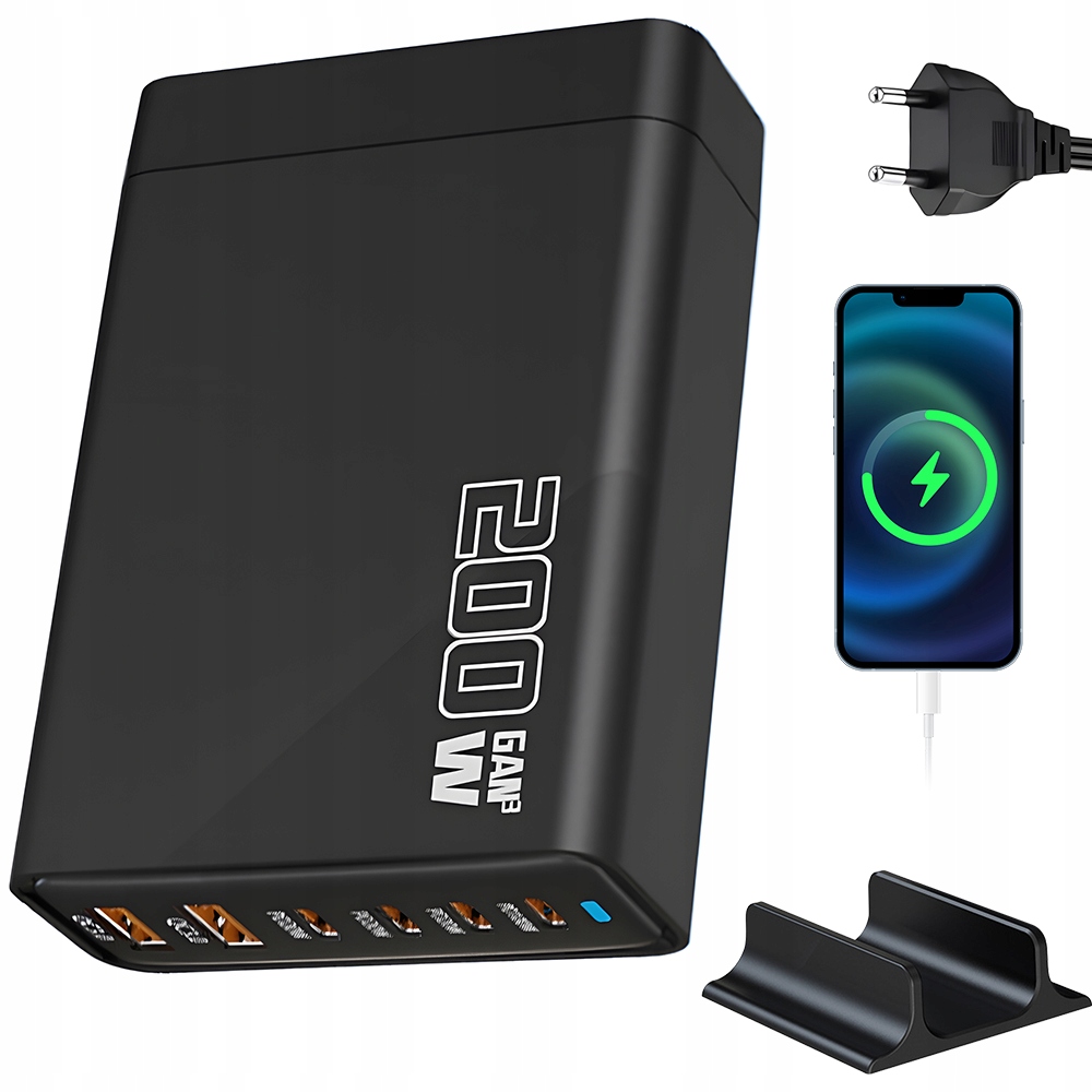 Szybka Ładowarka Pd 100W 6 Portów Kompaktowa Do Laptopa I Telefonu