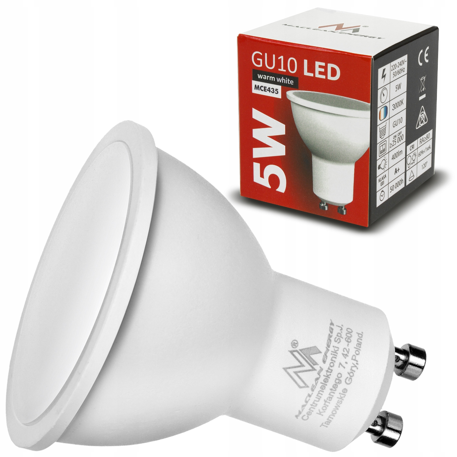 

Żarówka Led GU10 5W 400lm 3000K Ciepła Biała