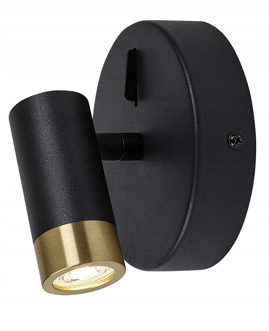 Led nástenné svietidlo s okrúhlym čiernym zlatým reflektorom a vypínačom Rabalux