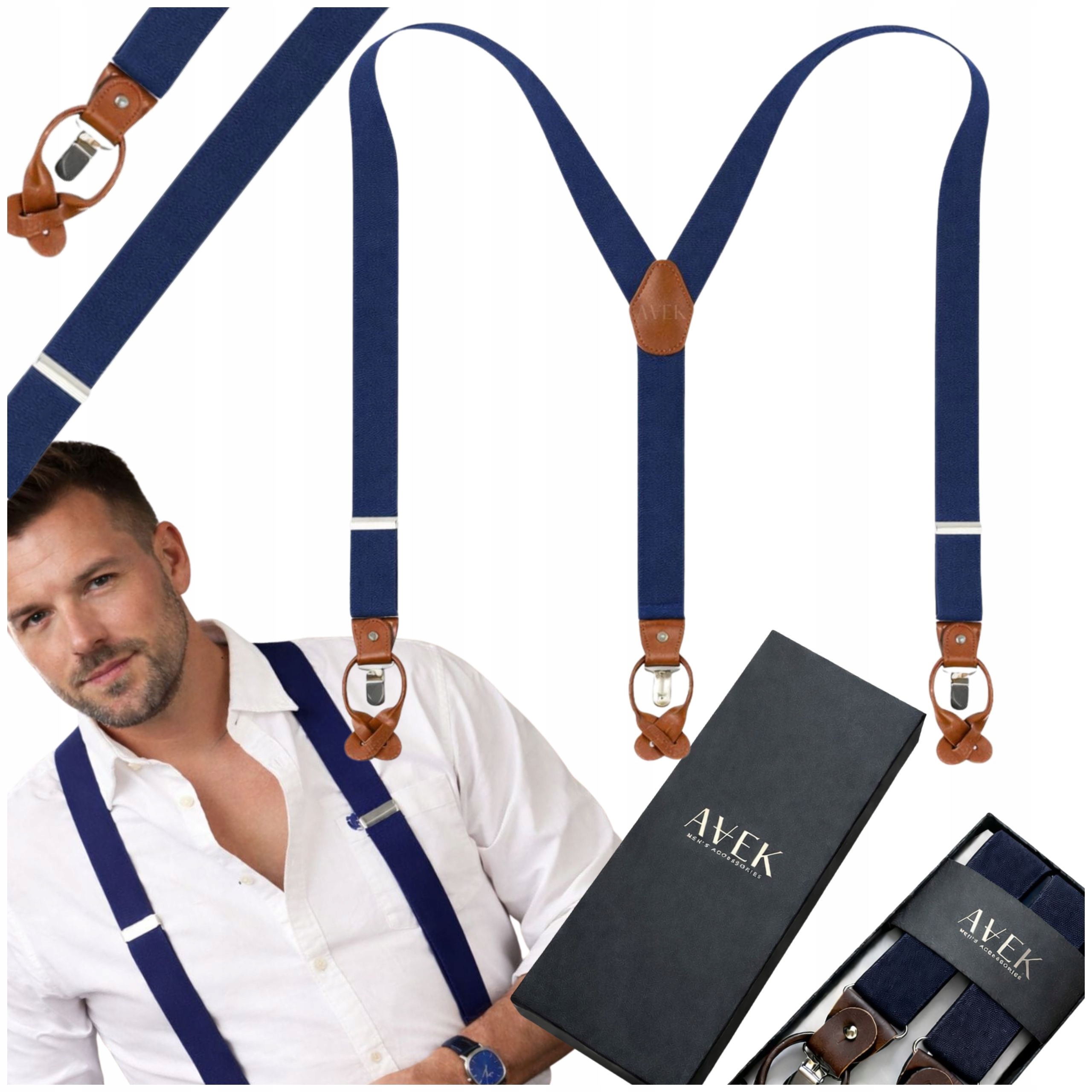 Ke Kalhotám Tmavě Modré, Pánské, Hnědé, Nastavitelné, Široké Jako Dárek 2V1