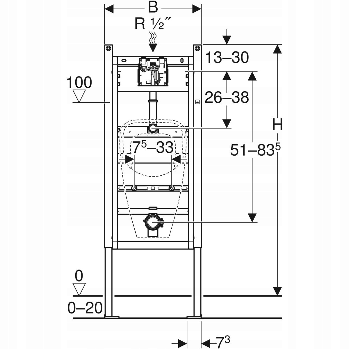 Stelaż montażowy Geberit Duofix pisuar PODTYNK H-130 Stan opakowania oryginalne
