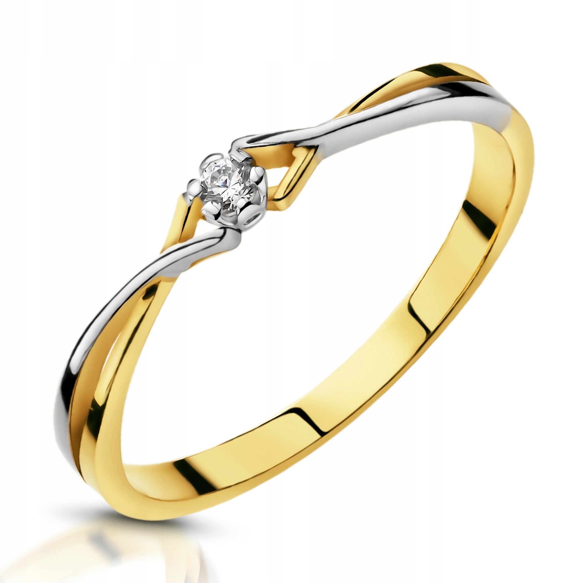 

Złoty Pierścionek Zaręczynowy 333 8K Cyrkonia r14