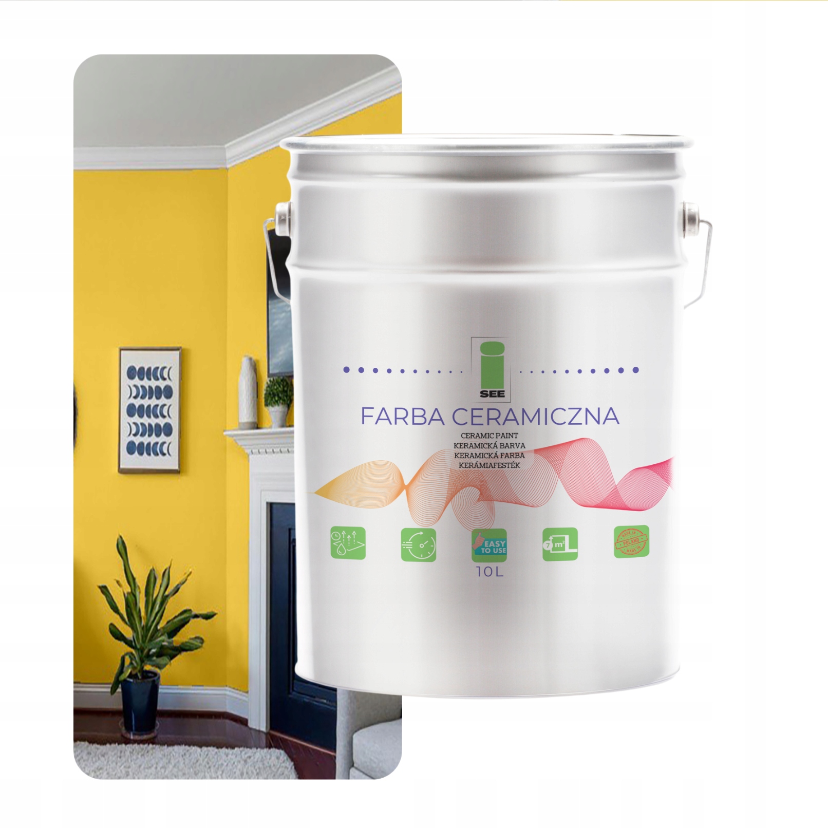 Keramická Farba Na Steny Umývateľná, Žltá 10 L, Odolná Voči Škvrnám