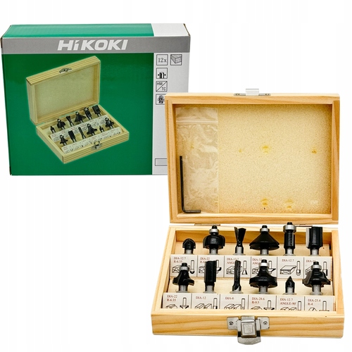 Hikoki Zestaw frezów do Frezarki 8 mm do drewna 12 szt. 500507 Elektrovip