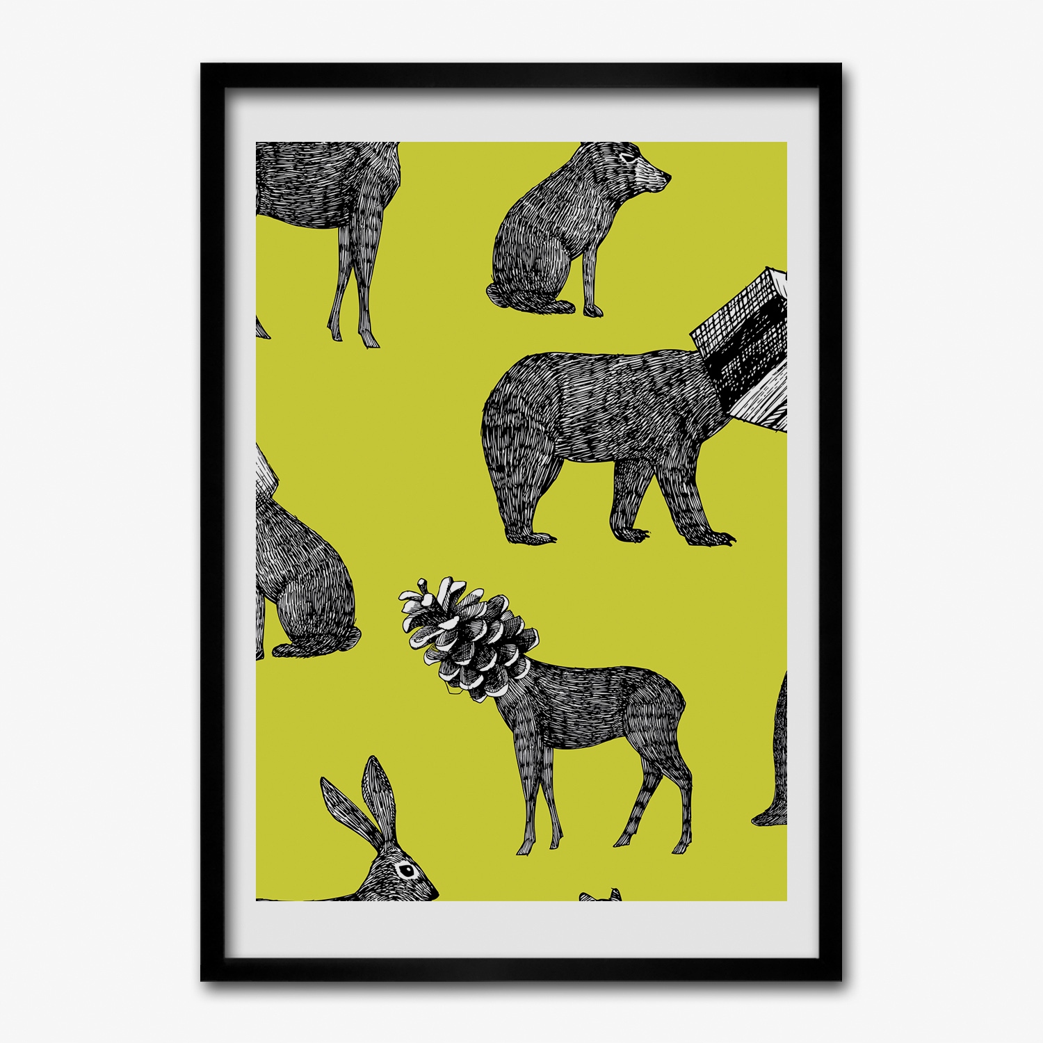 Obraz v rámu na zeď Divoký jelen grafika 50x70