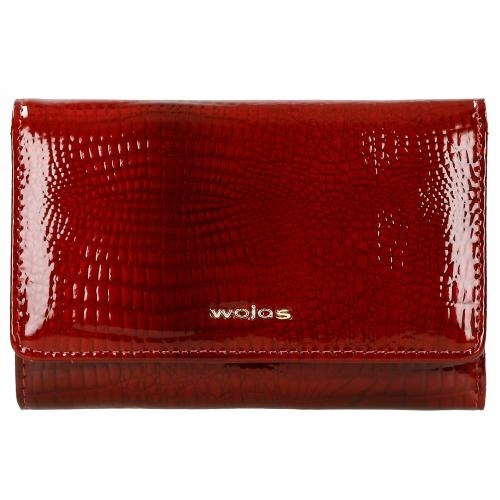 Portfel Damski Skórzany skóra licowa Duży lakierowany czerwony Wojas
