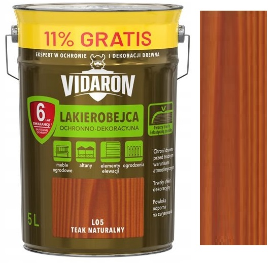 Vidaron Lakierobejca Do Drewna L05 Teak Naturalny 5L