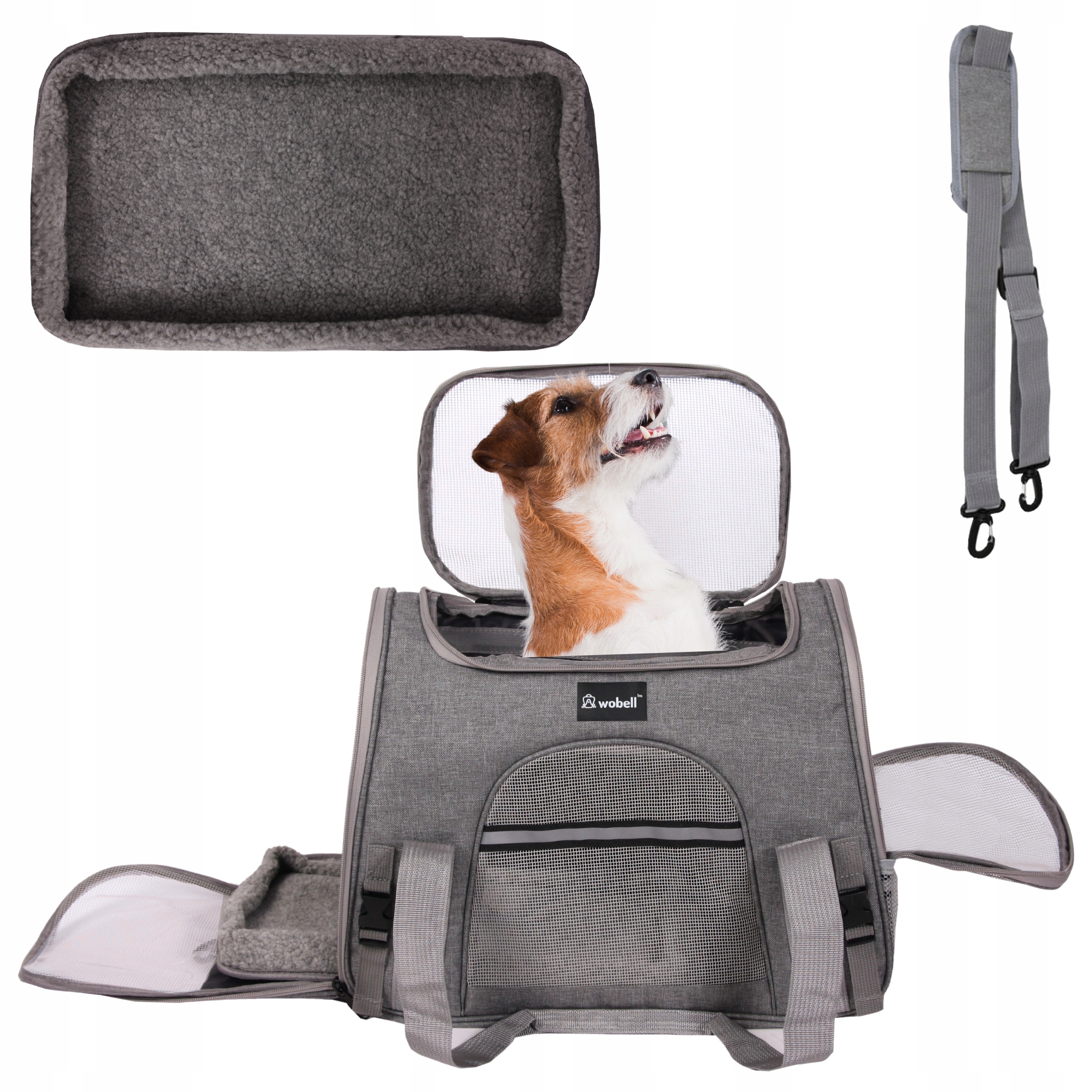 Levně Taška Přepravka pro psa kočku s podložkou vyztužené dno okénka pevná velká XL