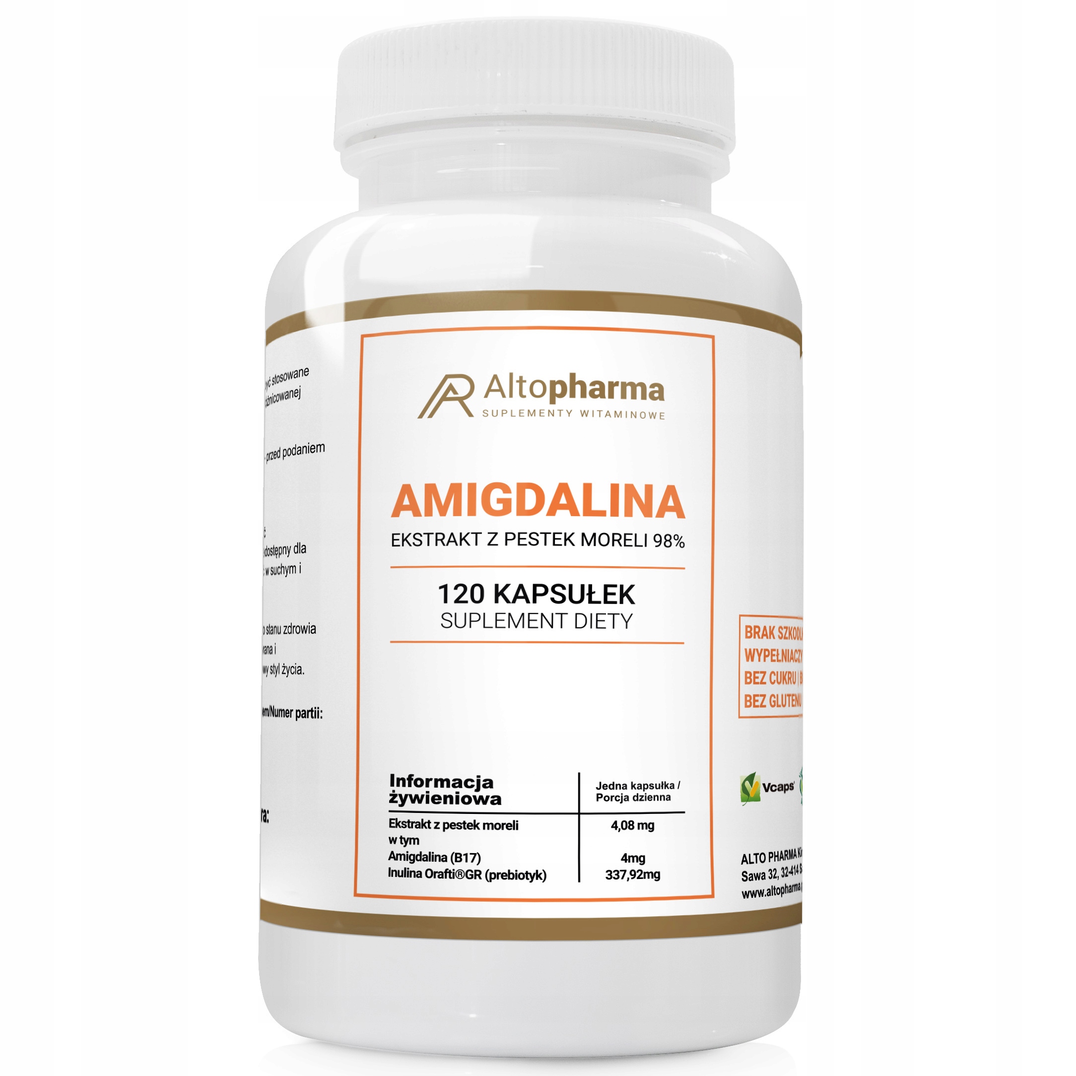 B17 Amigdalina 4mg + Prebiotyk PESTKI MORELI 120k