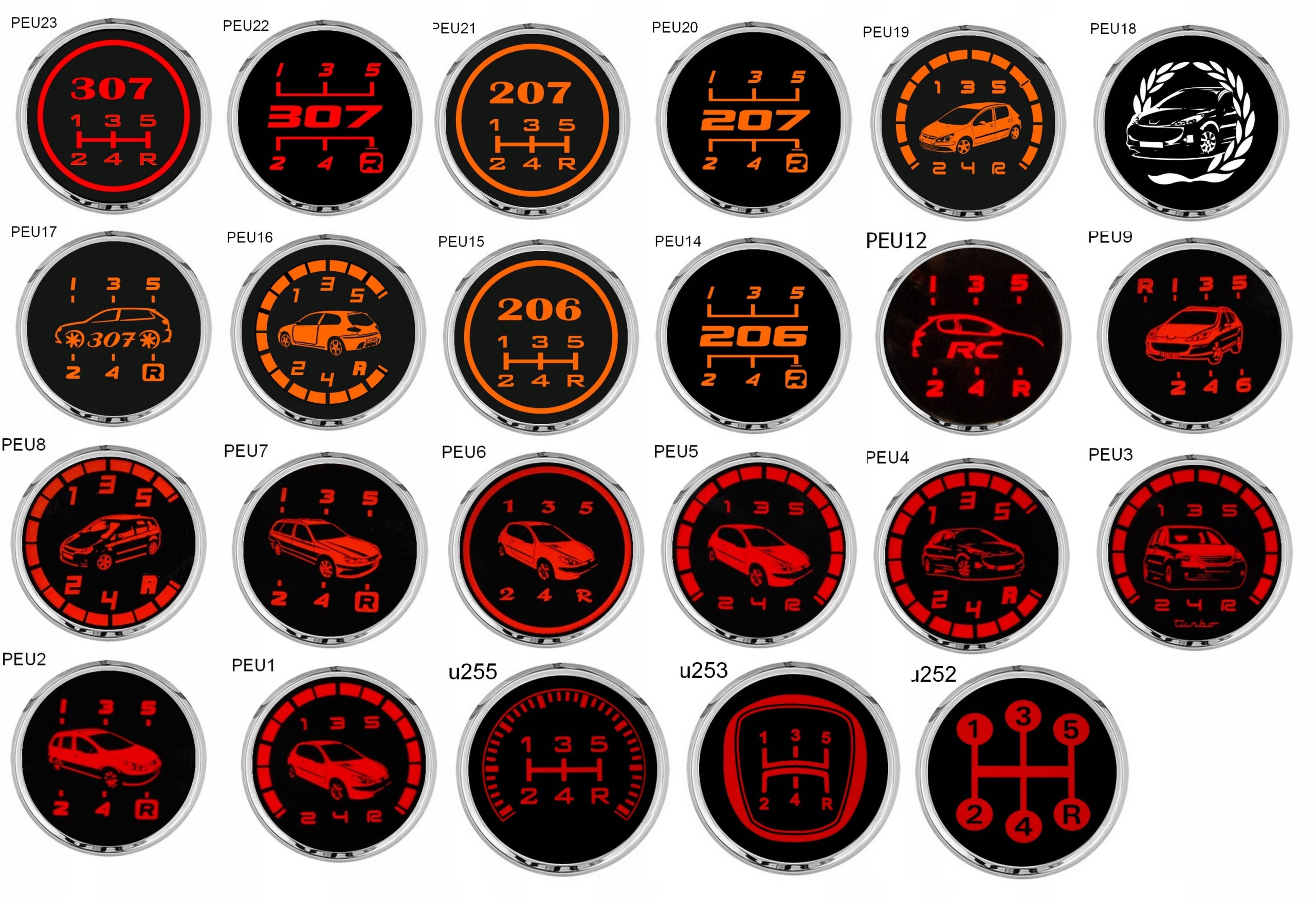 PEUGEOT skóra Naturalna gałka LED LED 206 306 406 207 307 407 607 wyrób PL EAN (GTIN) 5905351008239