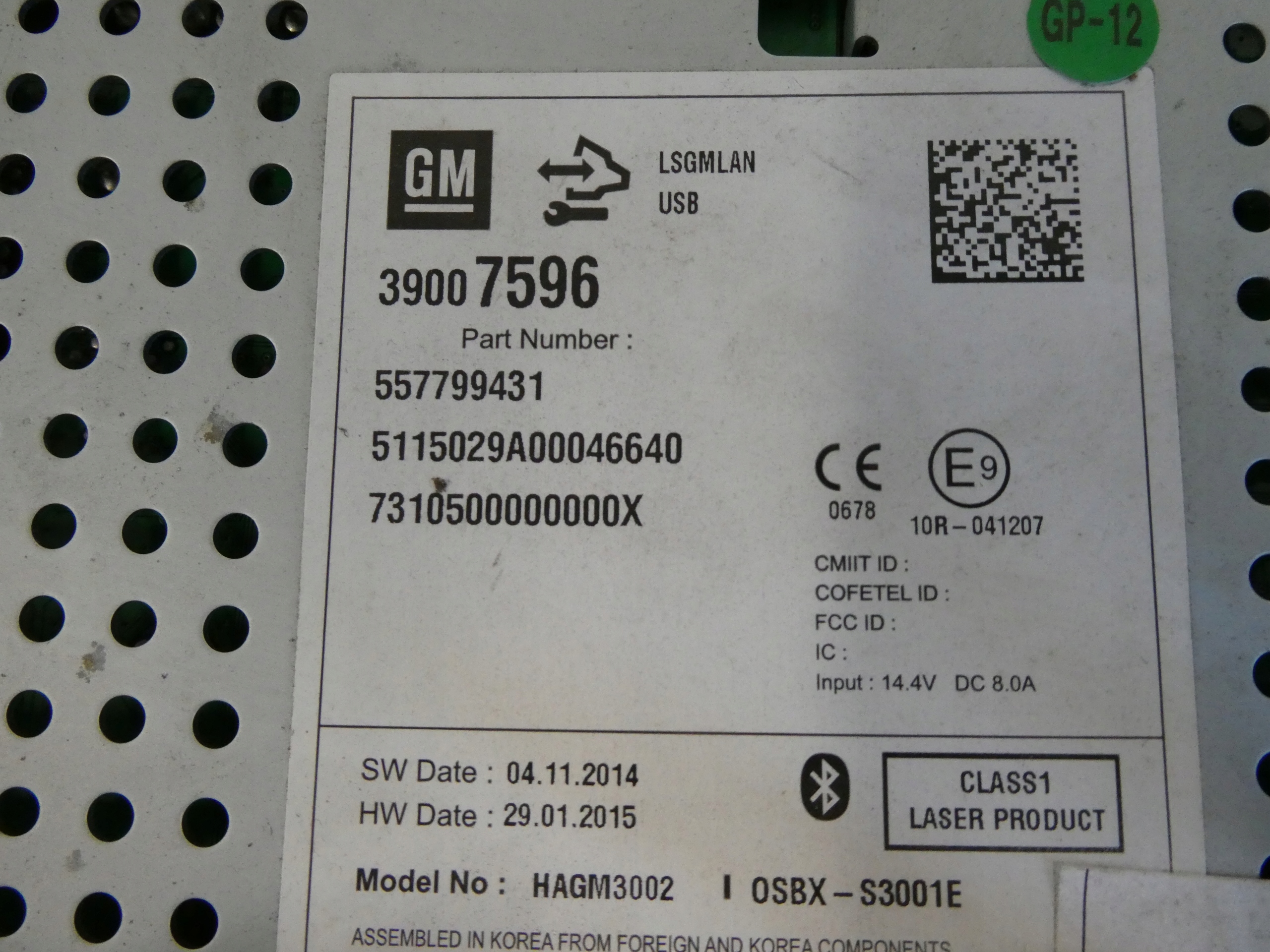 RADIO display CD 400 plus BLUETOOTH OPEL ZAFIRA C