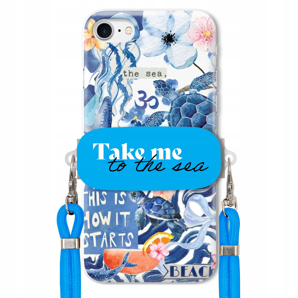 Puzdro pre iPHONE 8 Modré Crossbody vodítko držiak Take Me To The Sea Top
