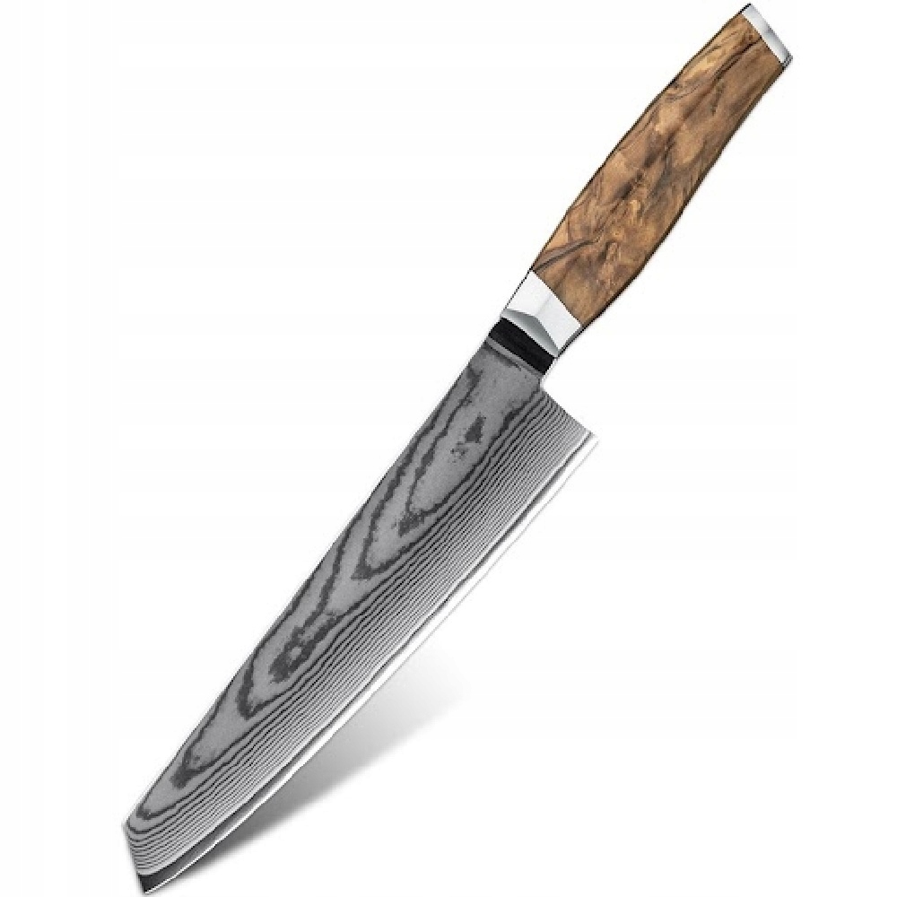 Damaškový kuchynský nôž Zenroku Kiritsuke/Hnedá KP-37559
