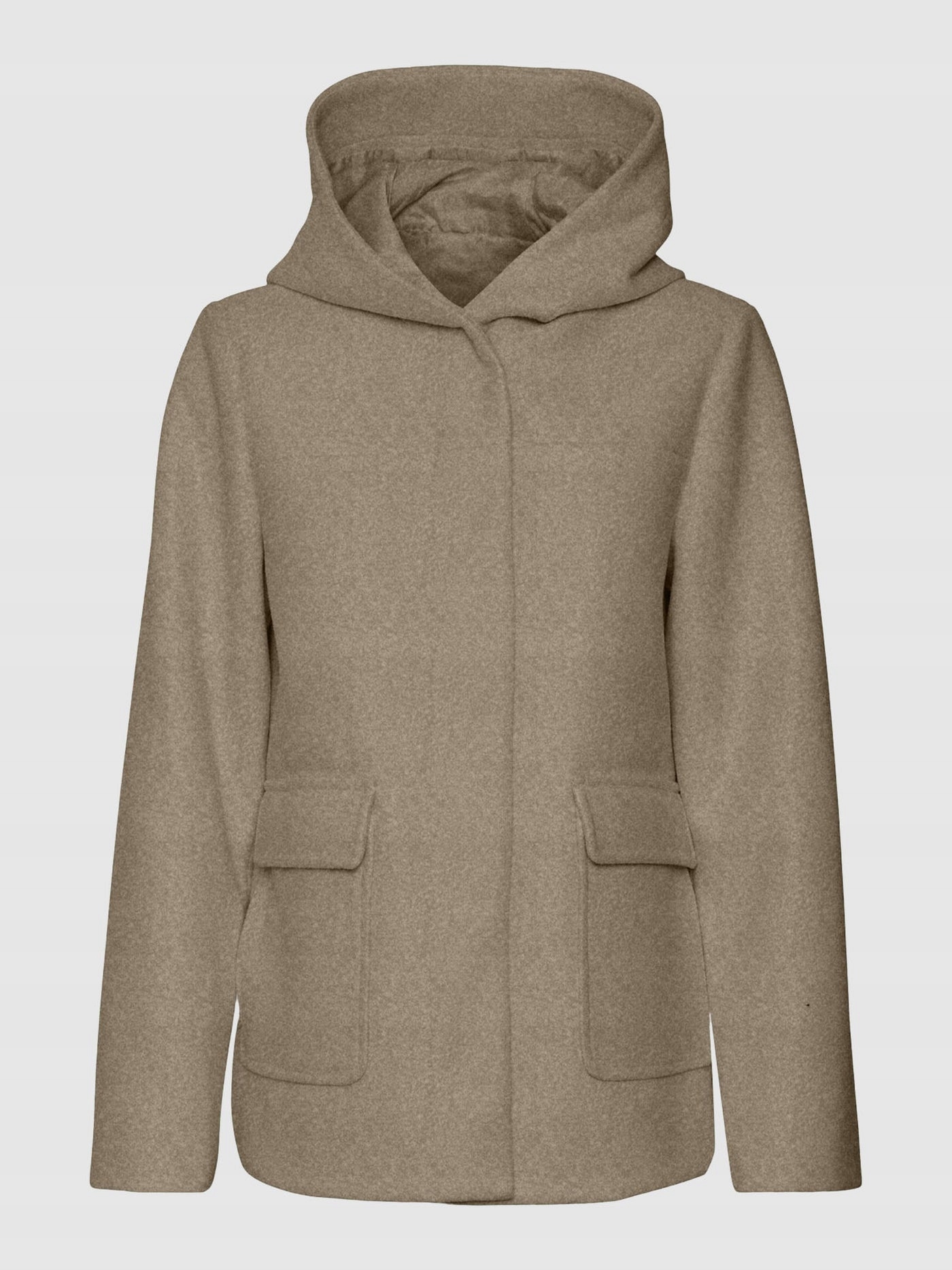 Vero Moda Béžový Kabát S Kapucí A Krátkými Kapsami M 6_A