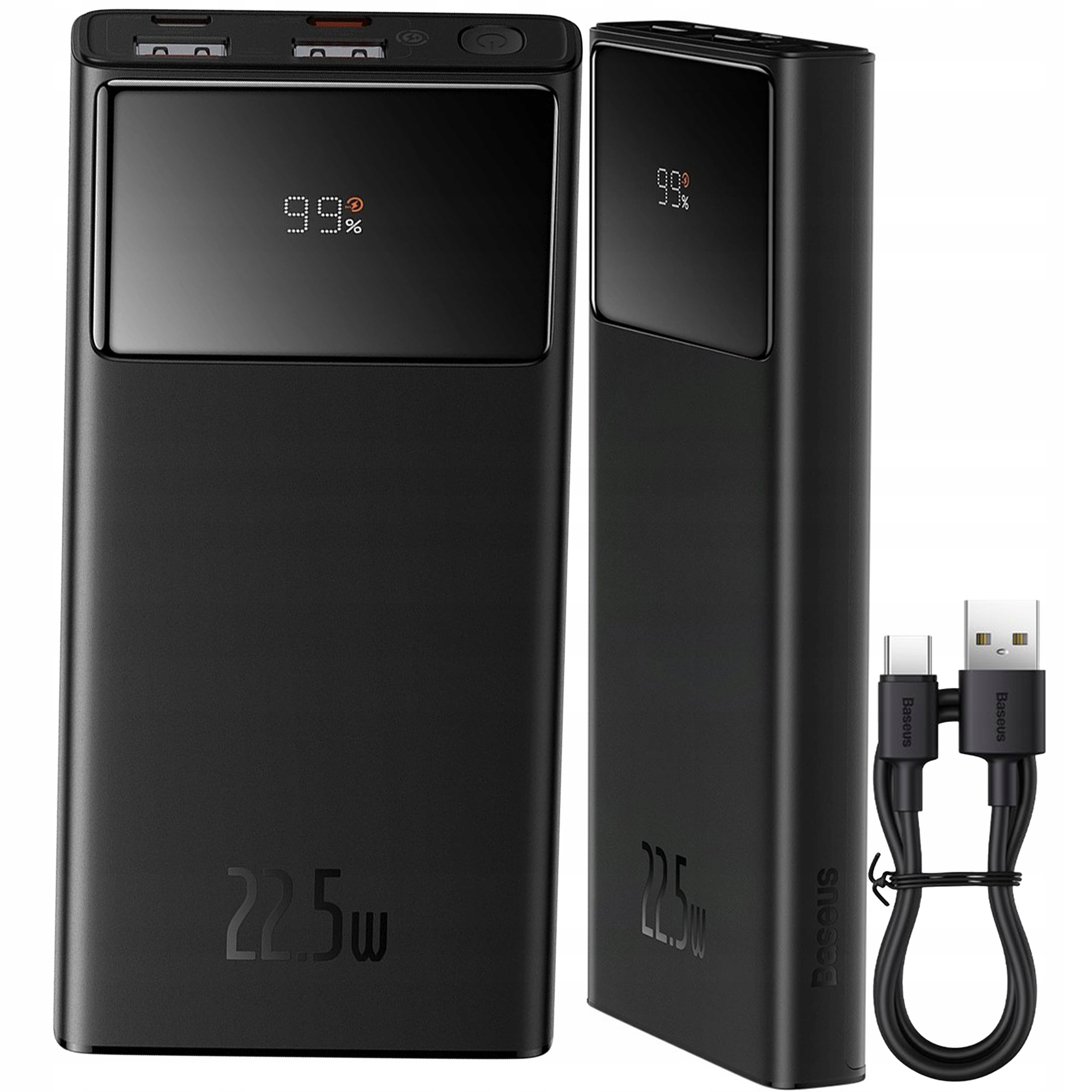 Rychlá Power Banka Baseus 10000 Mah 22,5W Usbb-c Usb-a Pd Bezpečná Kabel