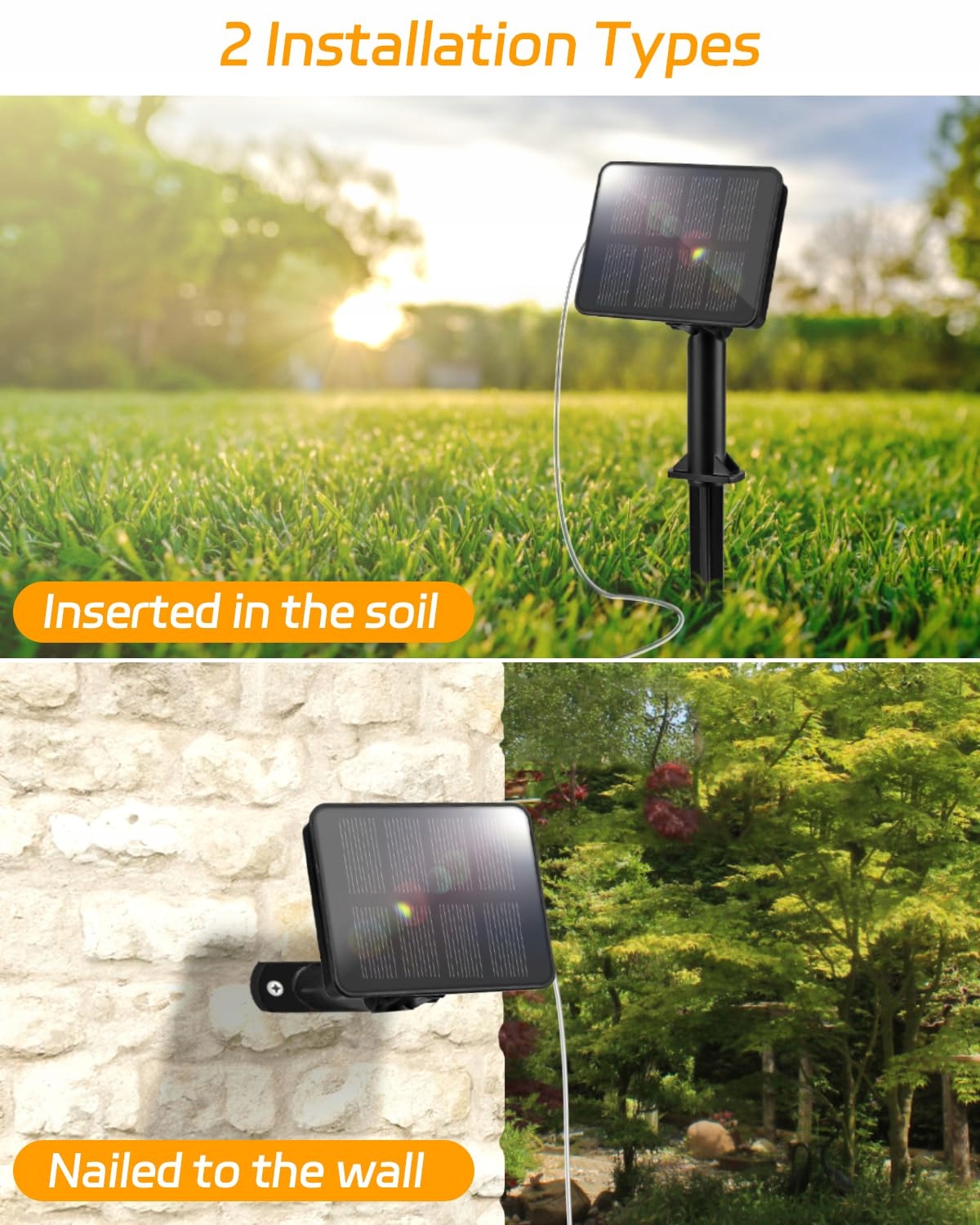 DALUGO Girlanda Solarna Zewnętrzna 12M 120 LED Ciepła Biała Ogrodowa — miniatura 6