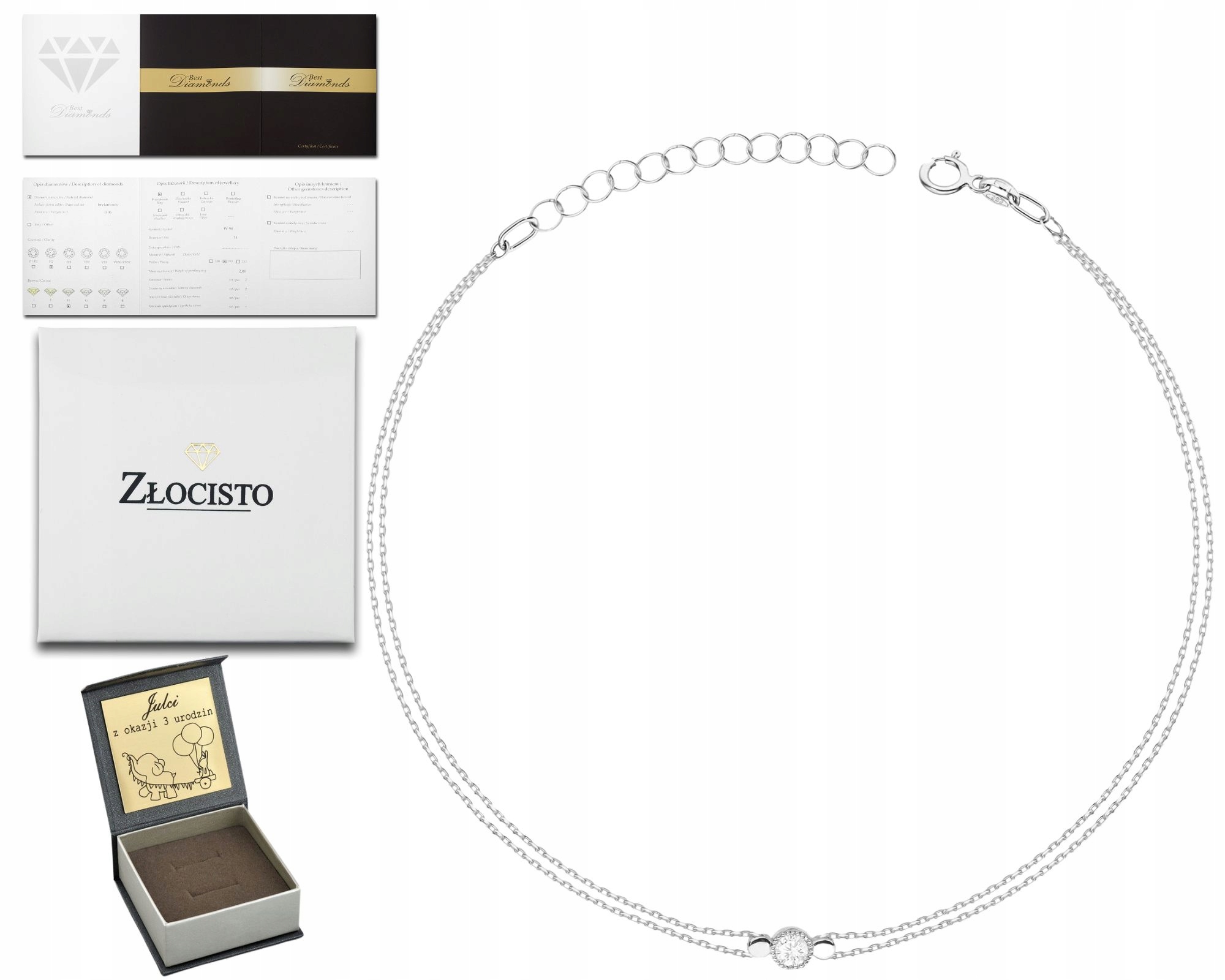 Náramek Z Bílého Zlata S Briliantem Gravírování