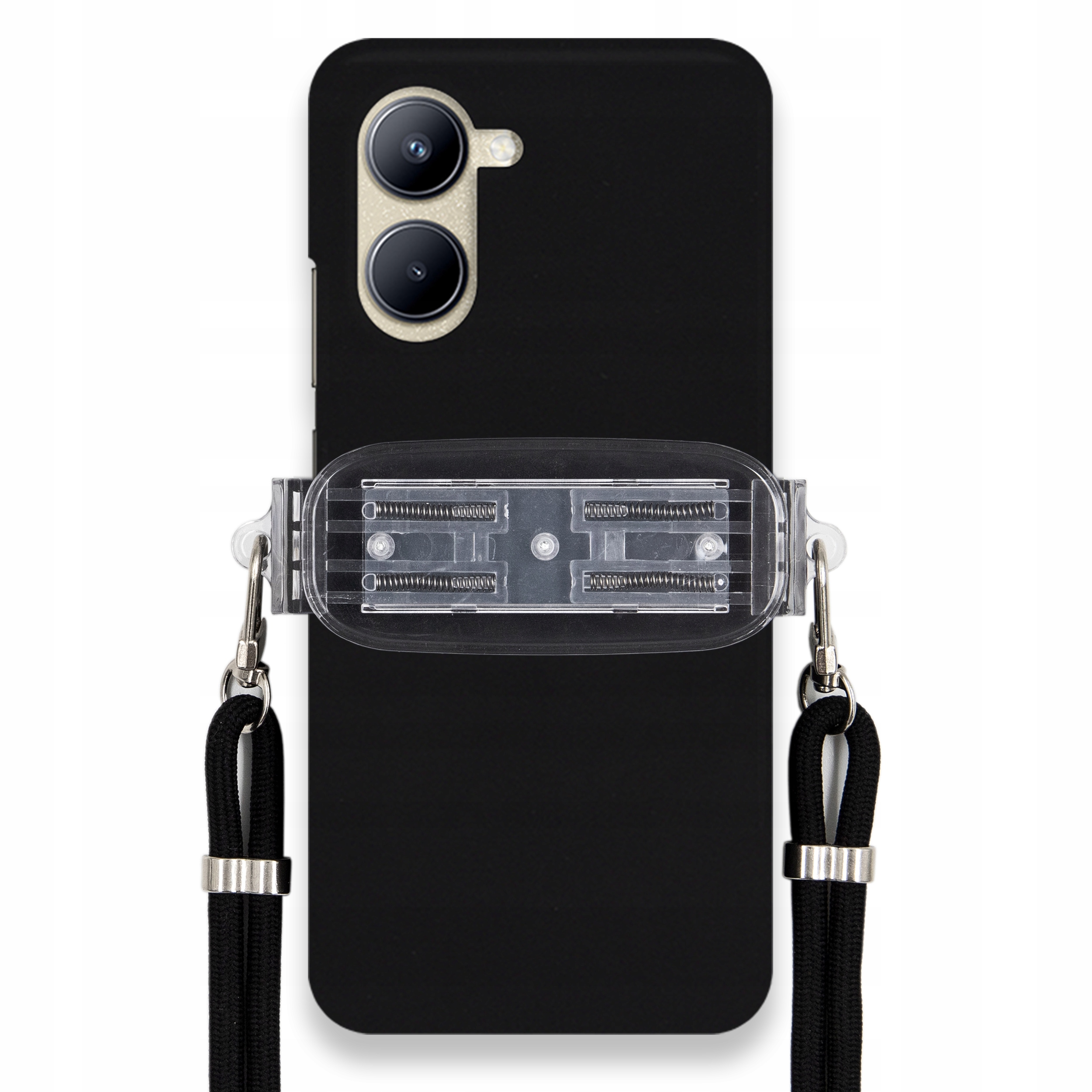 Puzdro Pre Realme C33 Smooth Case Ochrana Univerzálny Držiak Čierna Šnúrka