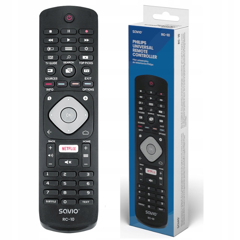 Pilot uniwersalny do telewizora Tv Philips Savio RC-10 4K Smart Netflix Www