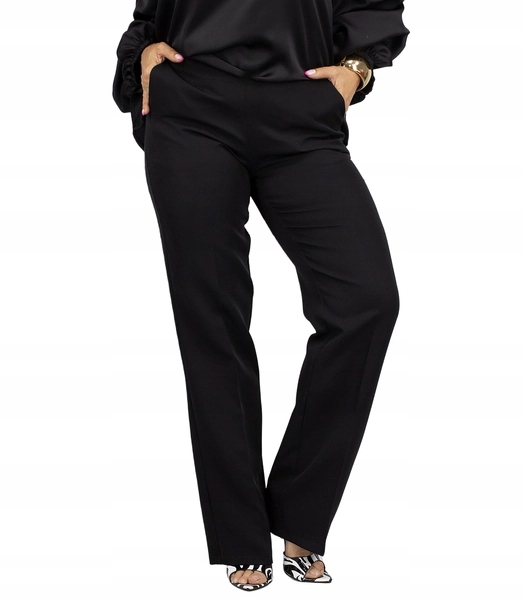 Elegantní kalhoty s širokými látkovými okraji, velikost 48