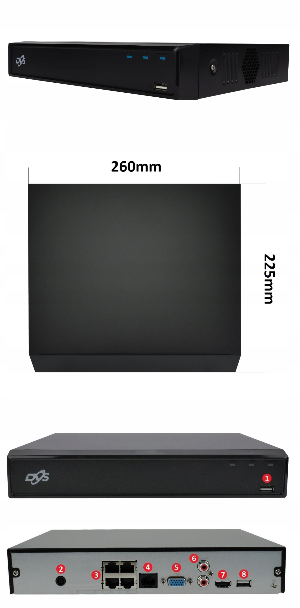 ZESTAW DO MONITORINGU PoE IP 4 KAMERY 8MPX 4K ZEWNĘTRZNE Z PODCZERWIENIĄ Kod producenta DVS-MP8028DD1-IR