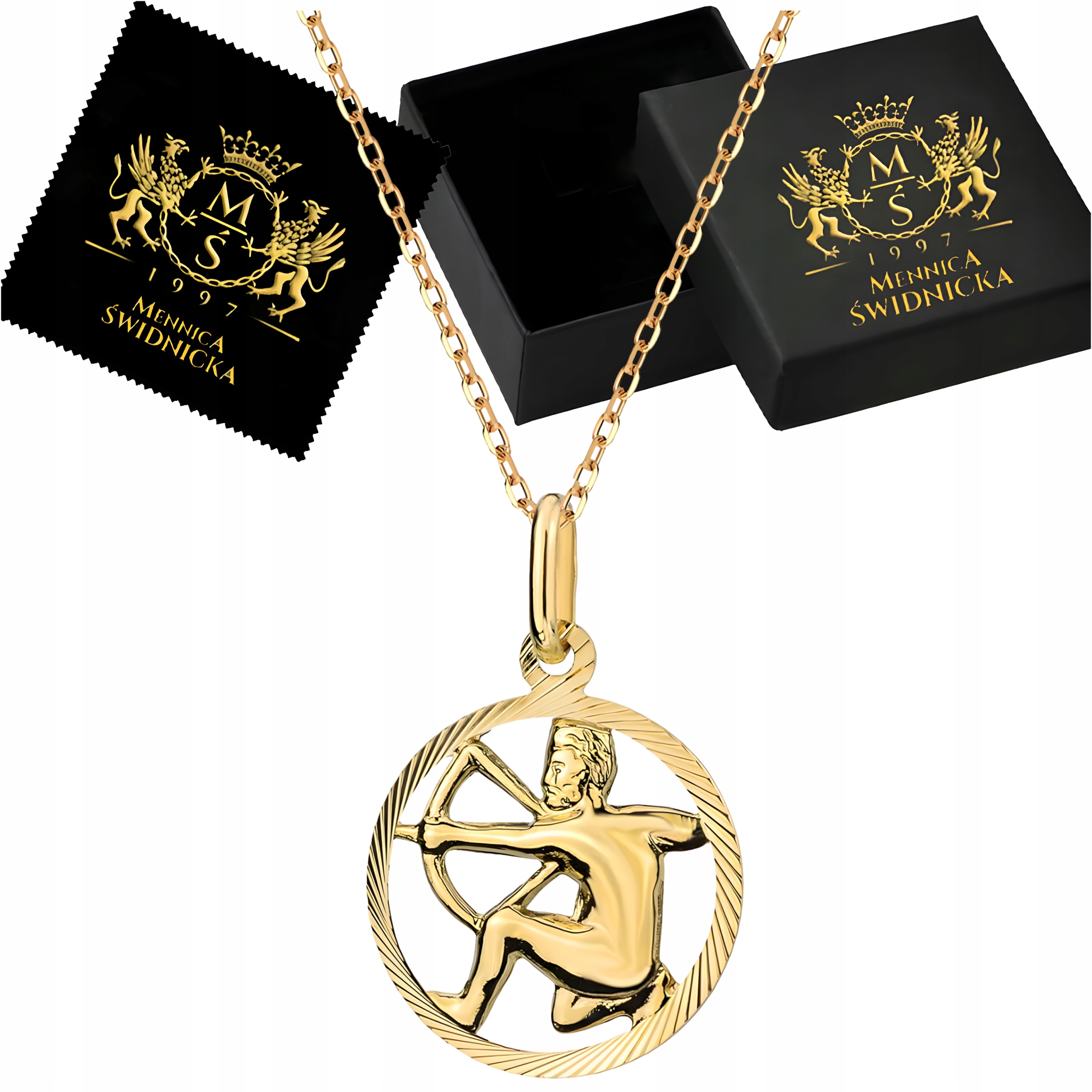 Střelec Znamení zvěrokruhu Zlatý náhrdelník Zlato 585 Řetízek pro maminku a manželku