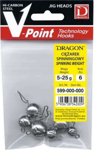 Obciążenie spinningowe ciężarki Dragon waga mix zakrzywiona agrafka 6szt.