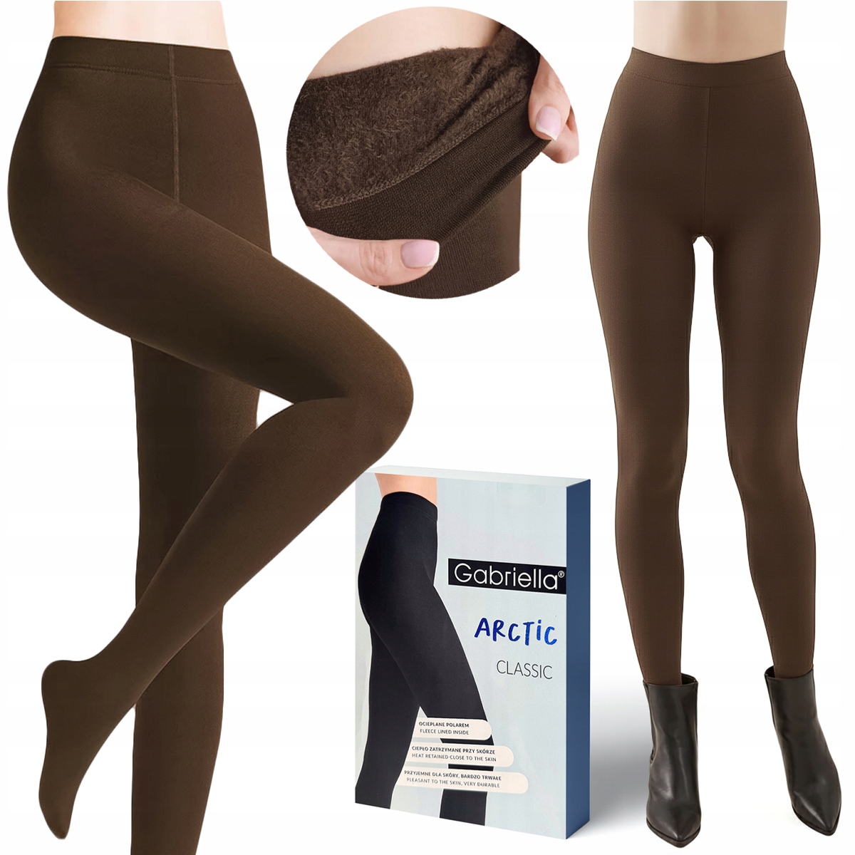 Gabriella Arctic punčocháče punčocháče Zateplené silné zimní 500DEN Coffee 3