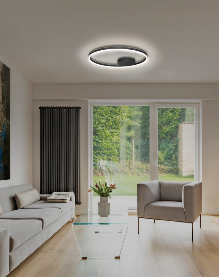 Stropné Svietidlo Ring Halo 80 cm Top čierny Led do spálne nad modernú posteľ