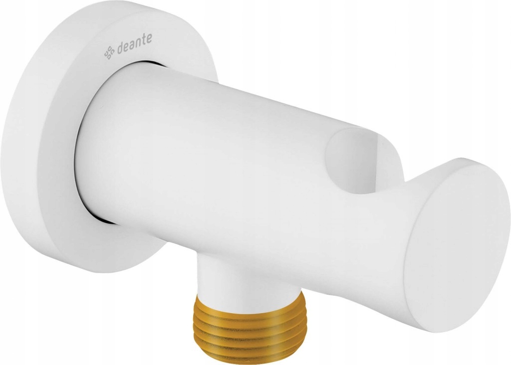 Cascada bílá Úhlová hadicová spojka, kulatá, s držákem ruční sprchy (nac_