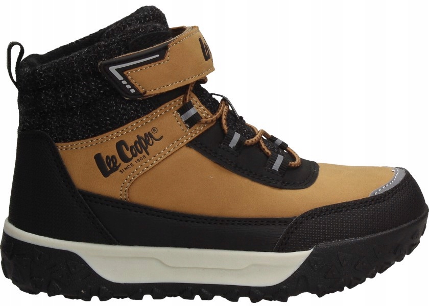 Buty Zimowe Dziecięce Lee Cooper Ocieplane Polar Na Rzep Brązowe Za Kostkę