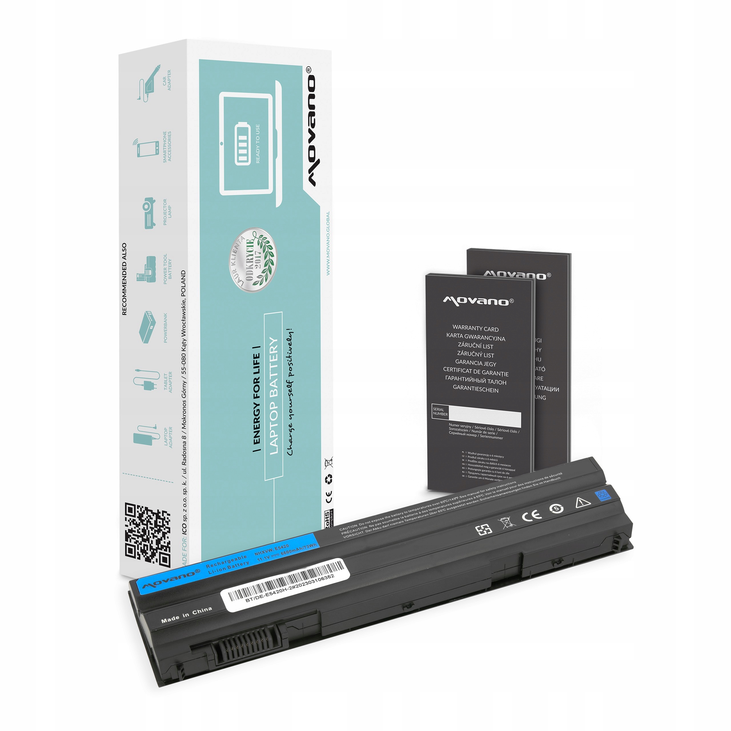 Baterie Movano pro Dell Latitude E6420 (6600 mAh) – články pod baterií