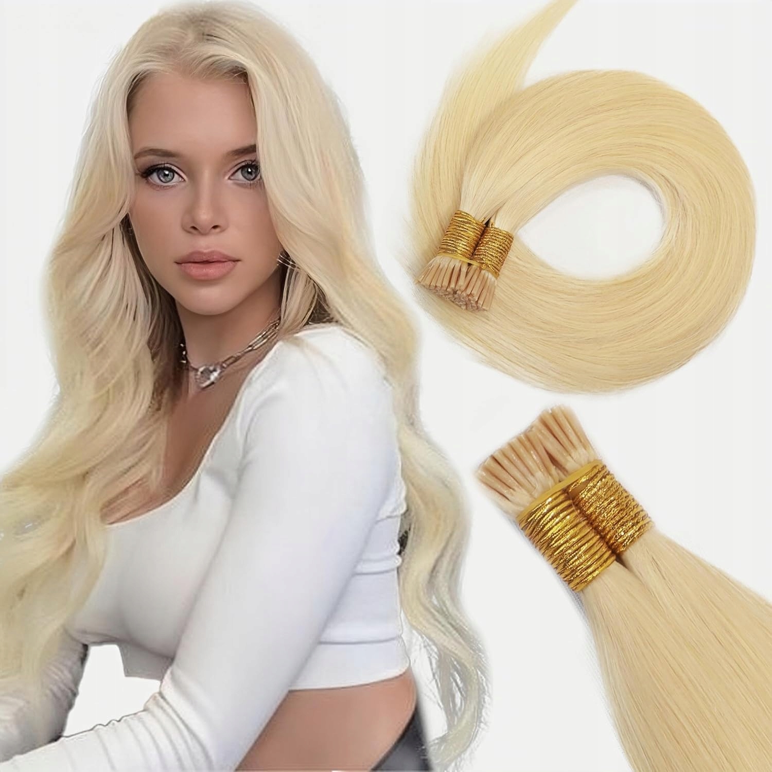 Přírodní prodlužovací nástavce na vlasy U-tips #613 blond 35 CM 100 ks