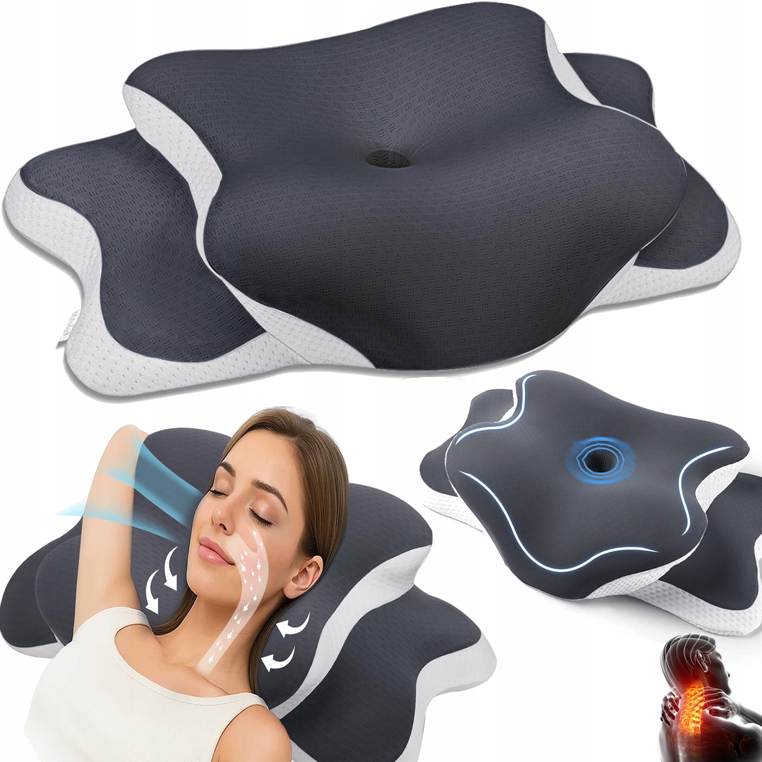 Poduszka Ortopedyczna Do Spania Na Boku I Brzuchu Profilowana Różnych Snu