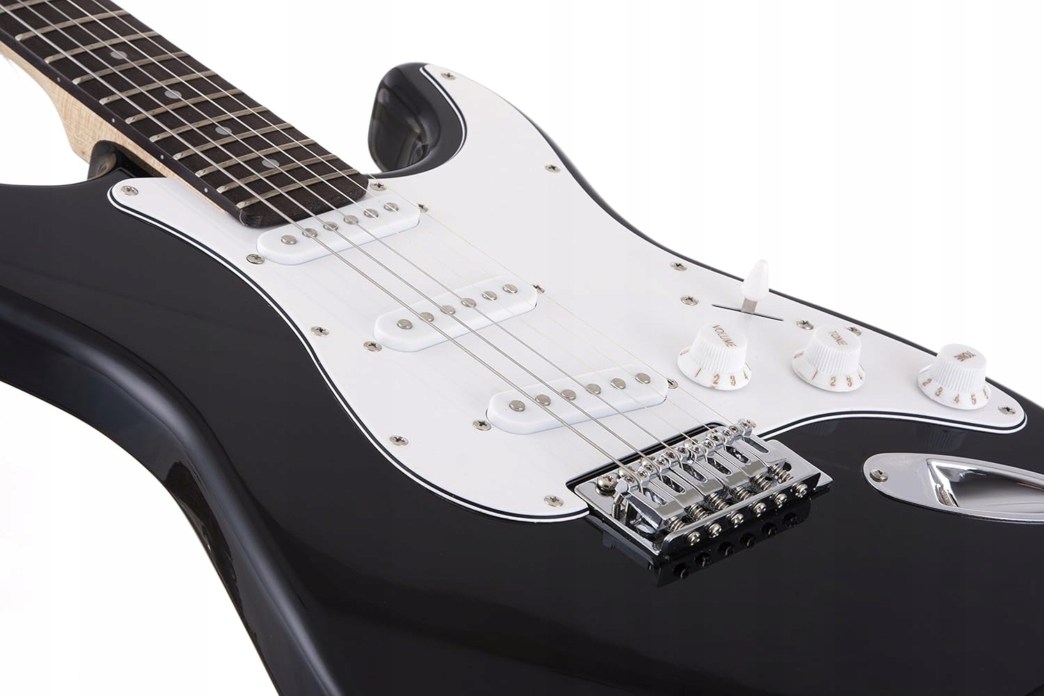 GITARA ELEKTRYCZNA STRATOCASTER 4/4 CZARNA ZESTAW PASEK POKROWIEC TUNER Model EG 39 BK