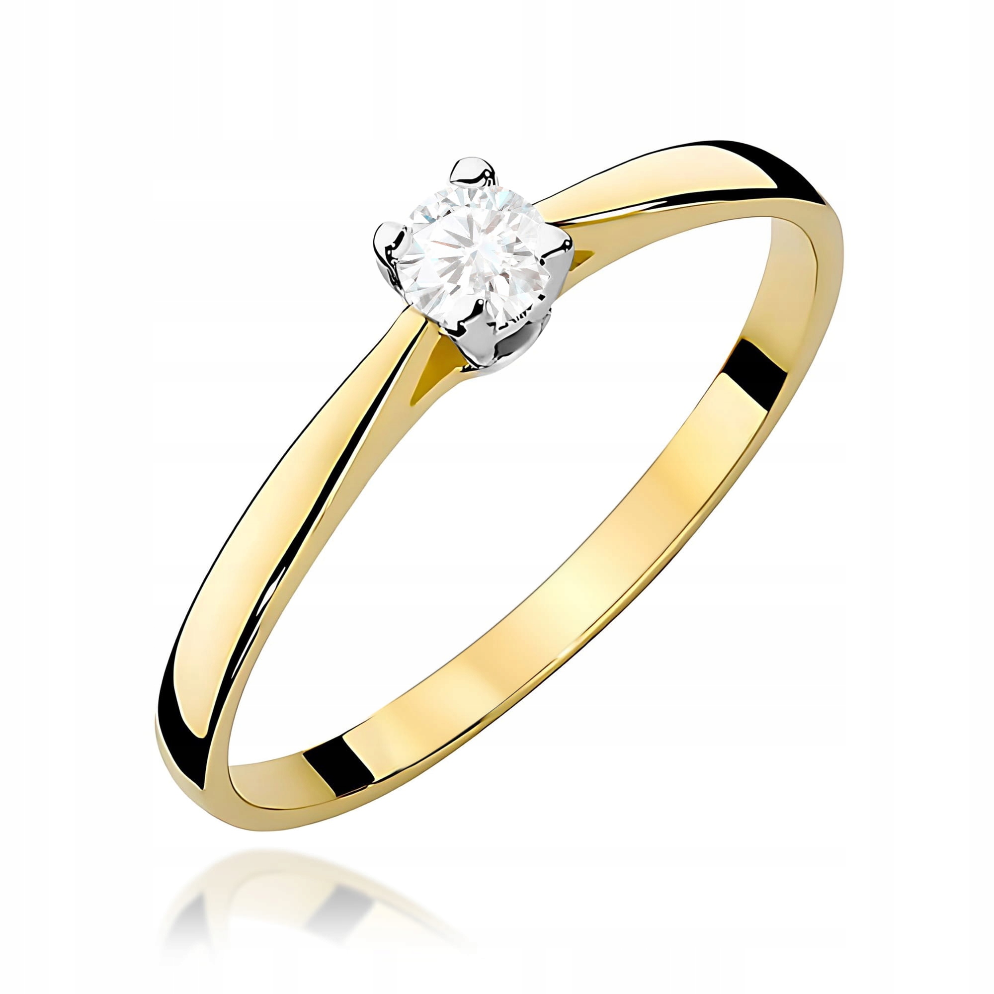 Zlatý prstýnek 585 s diamantem 0.15 ct kulatý pro zásnuby, oslnivý