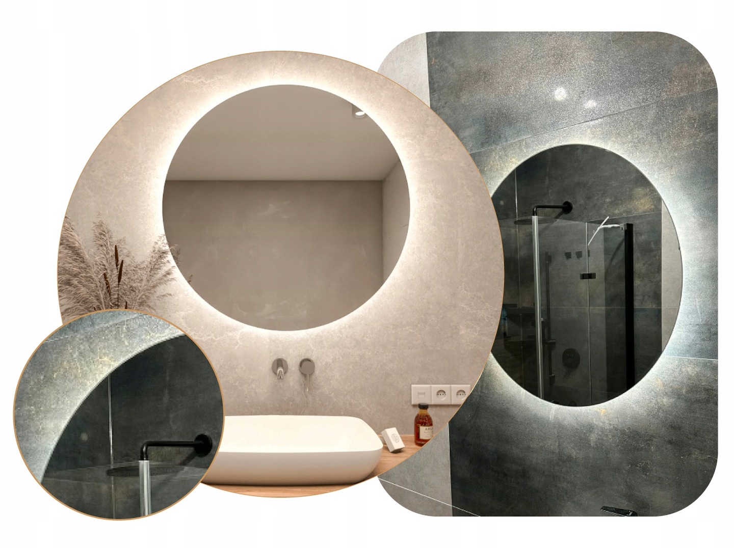 LUSTRO LED fi 60 cm ŁAZIENKOWE OKRĄGŁE PODŚWIETLANE KOŁO LEDOWE FREESIA Wysokość 600 mm