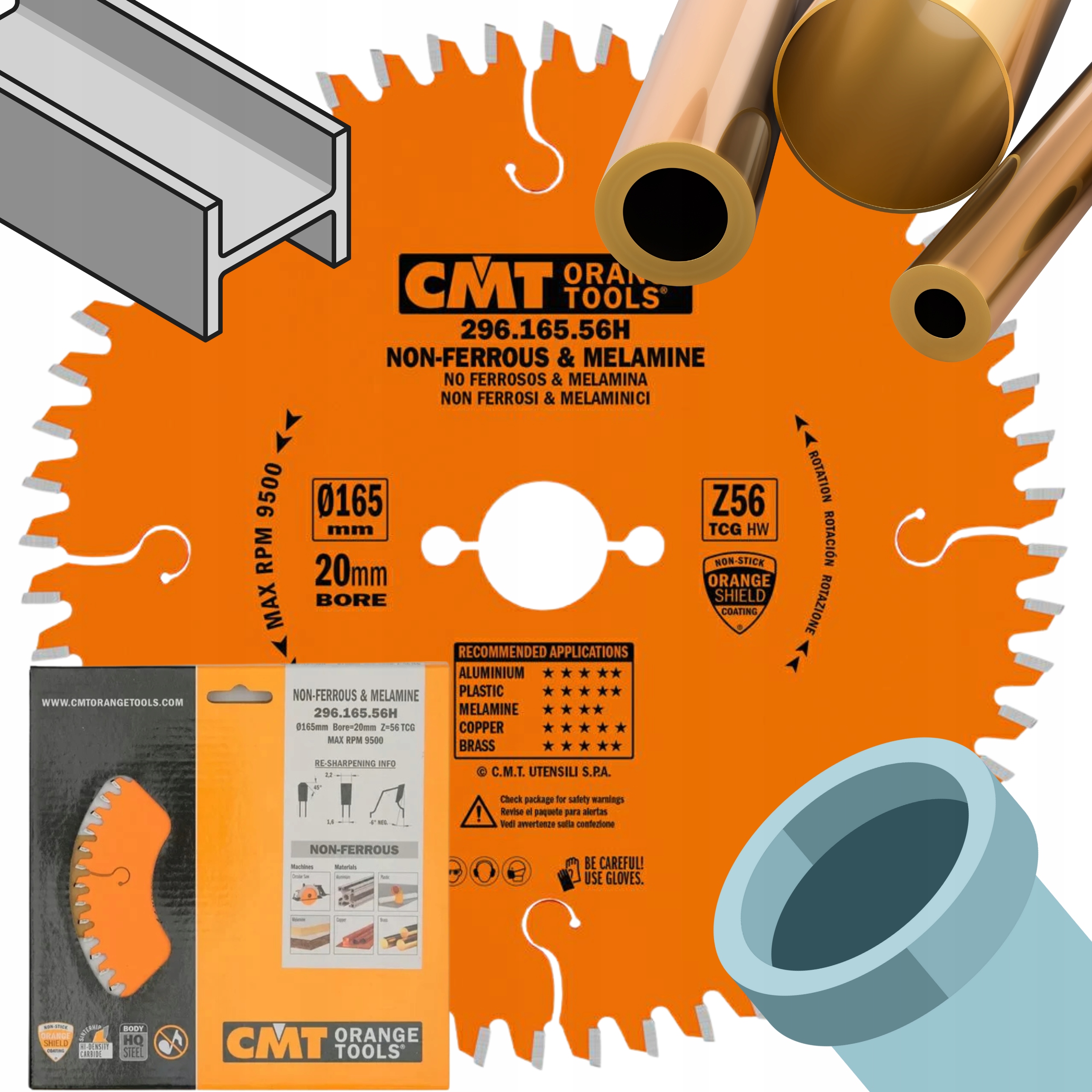 Cmt Piła Tarczowa Do Aluminium Laminatu Mosiądz 165x20 mm 56Z 296.165.56H