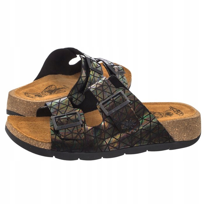 Boty Nazouváky Fly London Caja Fantasy Black Petrol P144721011 Černé