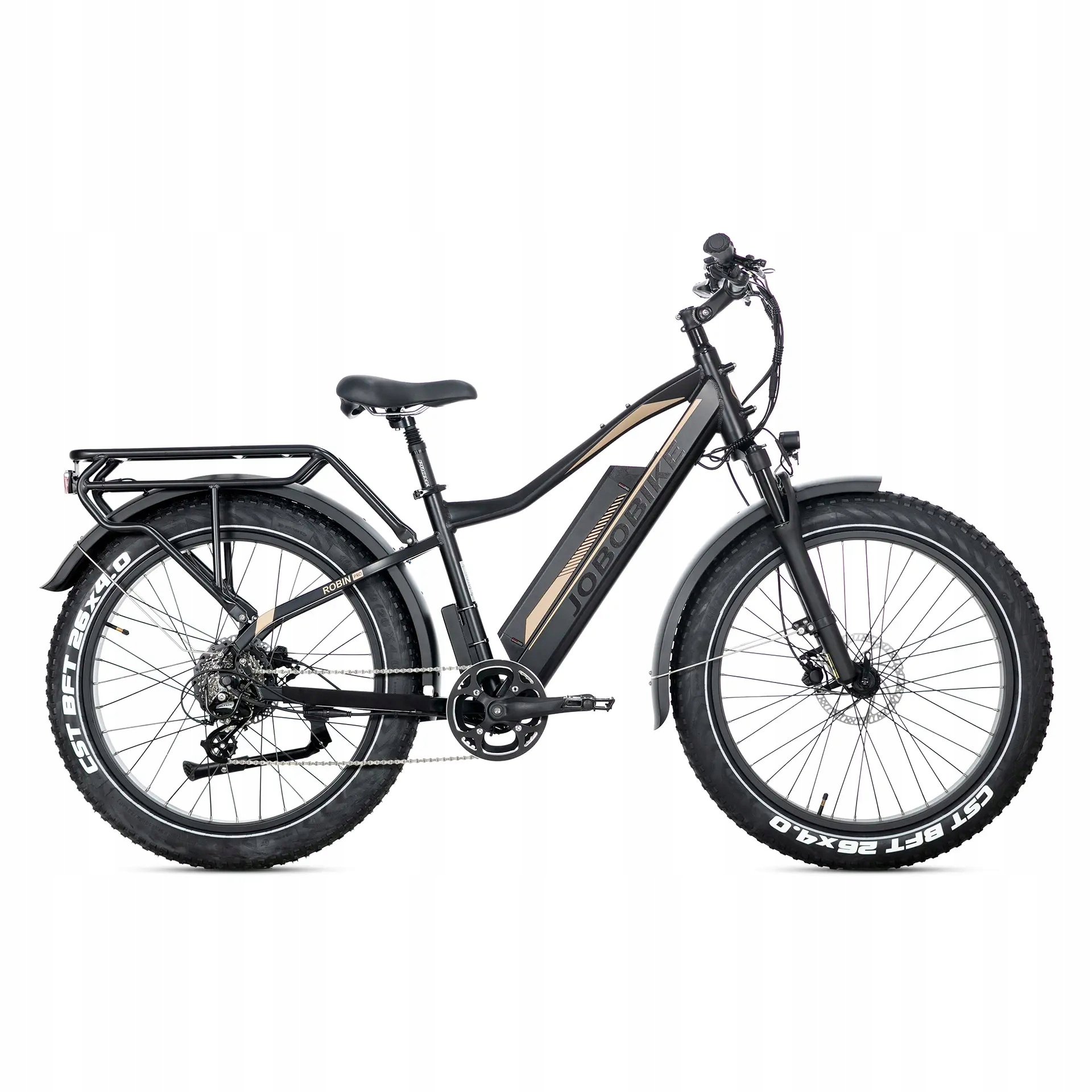 Rower elektryczny Jobobike Robin Pro czarno-złoty Fatbike 20Ah
