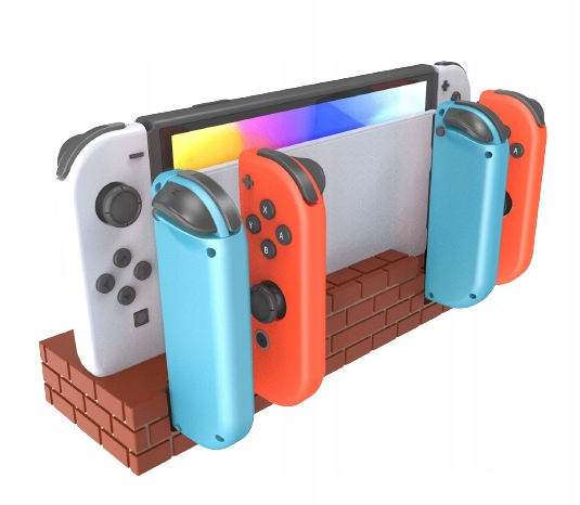 Ładowarka stacja ładowania dock na 4x Joy-Con Ns Switch Oled Styl Mario Brą